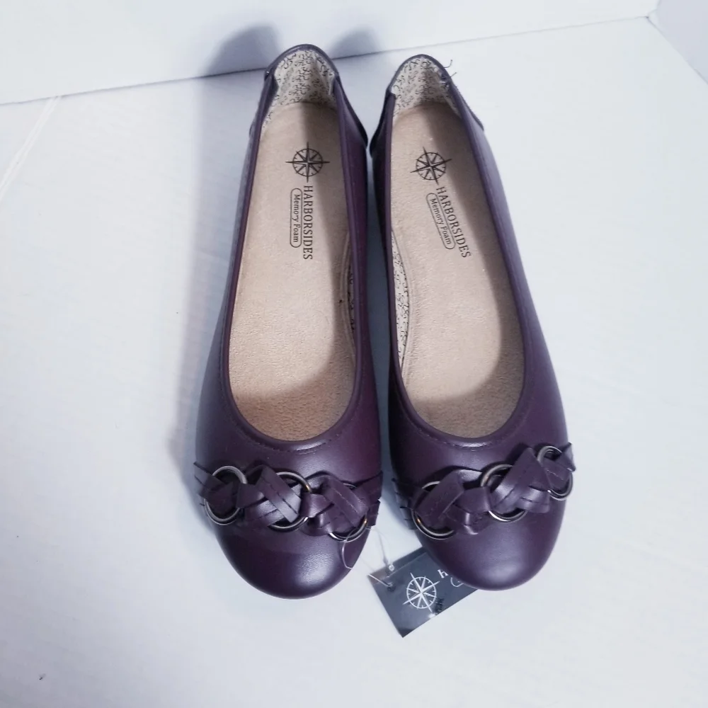 NWT HARBORSIDES PLUM COLOR FLAT MEMORY FOAM DRESS SHOE SIZE 9